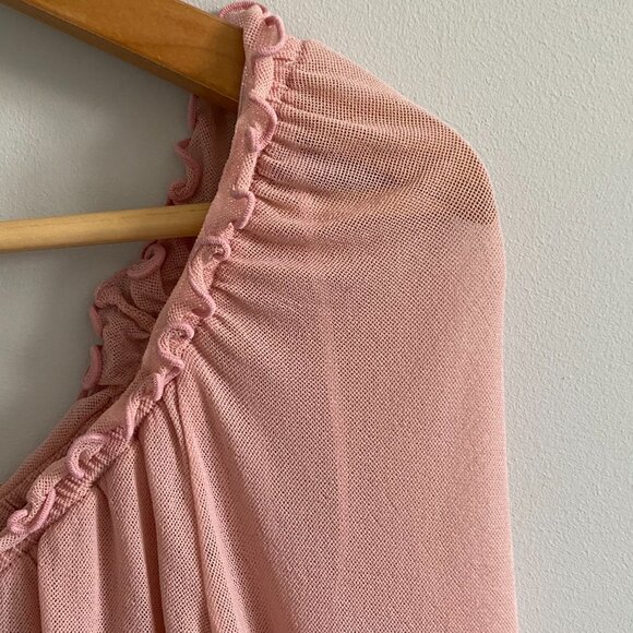 Vintage Y2K Top Guess Pink Sheer Peasant Babydoll Coquette Blouse Empire Waist - Picture 7 of 12